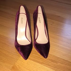 Aldo Burgundy Velvet High Heels